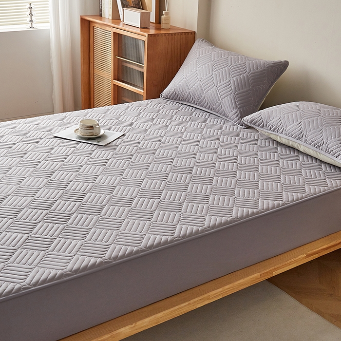 91家纺网 家纺一手货源 找家纺 盛眠家纺 2025新款水洗棉磨毛夹棉床笠-雅格系列 雅格-灰色