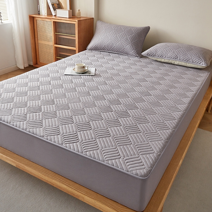 91家纺网 家纺一手货源 找家纺 盛眠家纺 2025新款水洗棉磨毛夹棉床笠-雅格系列 雅格-灰色