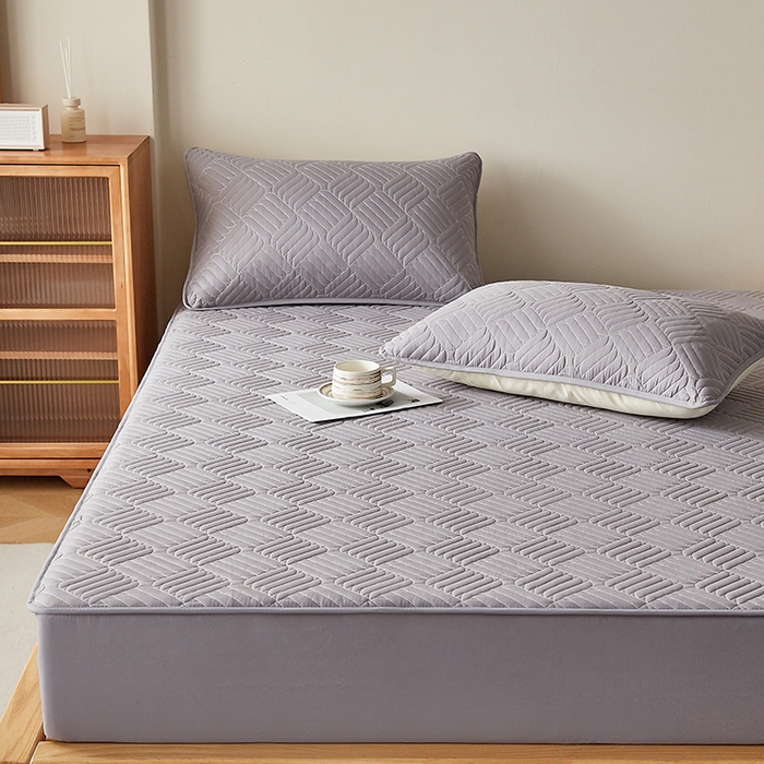 91家纺网 家纺一手货源 找家纺 盛眠家纺 2025新款水洗棉磨毛夹棉床笠-雅格系列 雅格-灰色