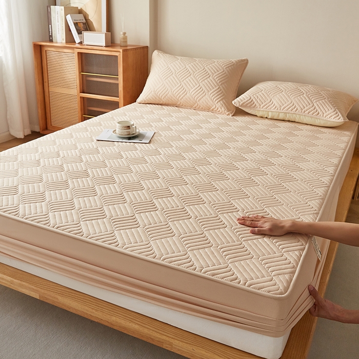 91家纺网 家纺一手货源 找家纺 盛眠家纺 2025新款水洗棉磨毛夹棉床笠-雅格系列 雅格-卡其