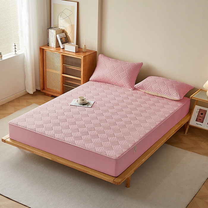 91家纺网 家纺一手货源 找家纺 盛眠家纺 2025新款水洗棉磨毛夹棉床笠-雅格系列 雅格-粉红