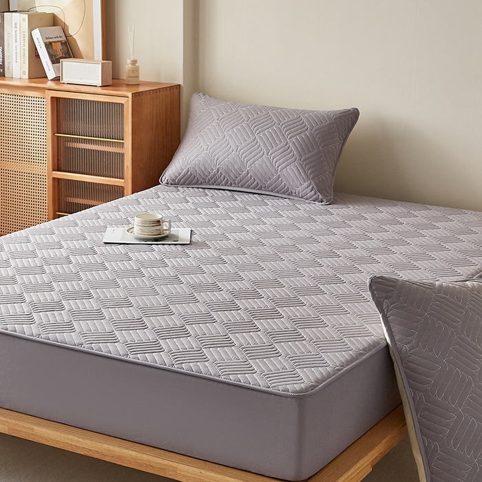 91家纺网 家纺一手货源 找家纺 盛眠家纺 2025新款水洗棉磨毛夹棉床笠-雅格系列 雅格-灰色