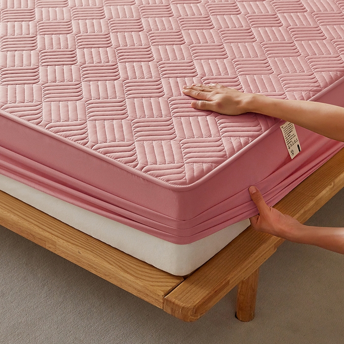 91家纺网 家纺一手货源 找家纺 盛眠家纺 2025新款水洗棉磨毛夹棉床笠-雅格系列 雅格-粉红