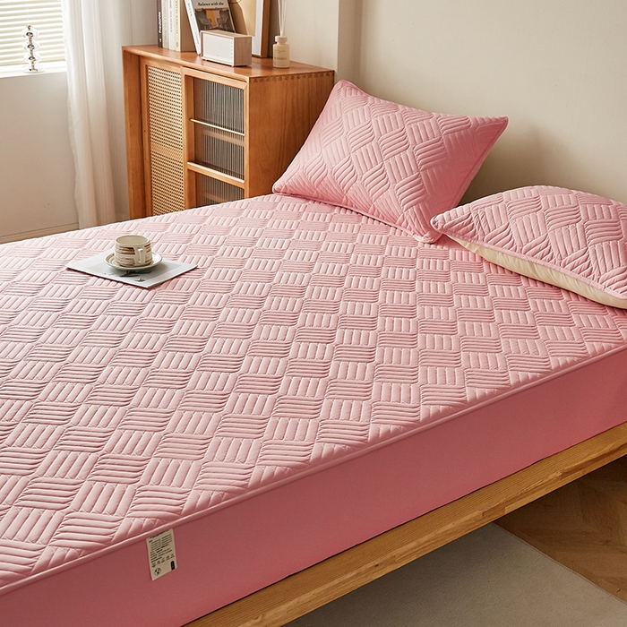 91家纺网 家纺一手货源 找家纺 盛眠家纺 2025新款水洗棉磨毛夹棉床笠-雅格系列 雅格-粉红