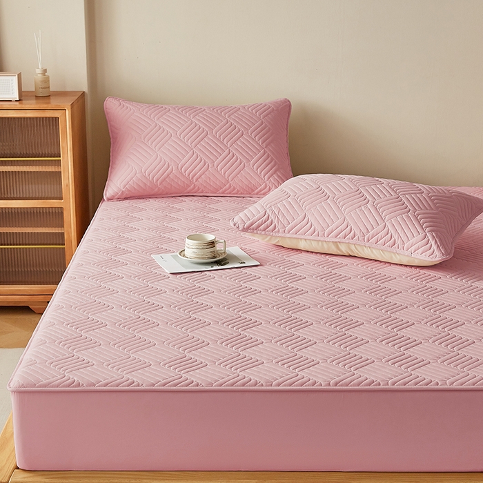 91家纺网 家纺一手货源 找家纺 盛眠家纺 2025新款水洗棉磨毛夹棉床笠-雅格系列 雅格-粉红