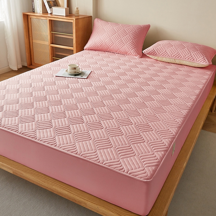 91家纺网 家纺一手货源 找家纺 盛眠家纺 2025新款水洗棉磨毛夹棉床笠-雅格系列 雅格-粉红