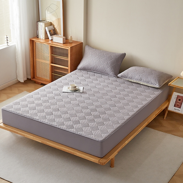 91家纺网 家纺一手货源 找家纺 盛眠家纺 2025新款水洗棉磨毛夹棉床笠-雅格系列 雅格-灰色