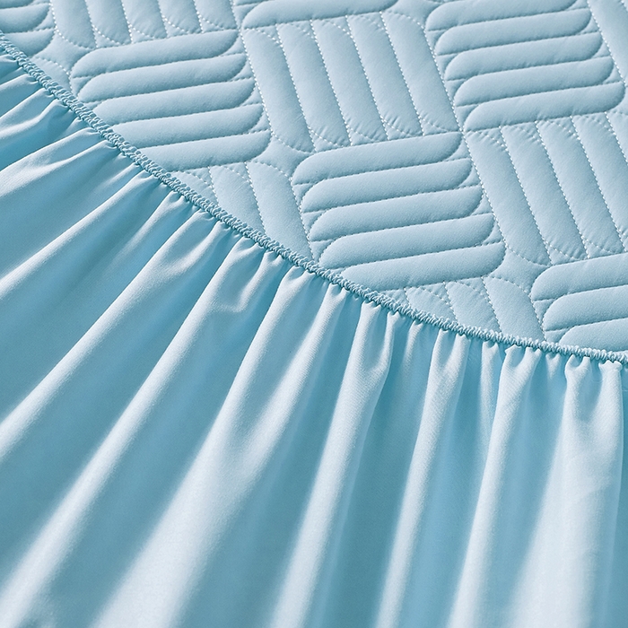 91家纺网 家纺一手货源 找家纺 盛眠家纺 2025新款水洗棉磨毛夹棉床笠-雅格系列 雅格-浅蓝