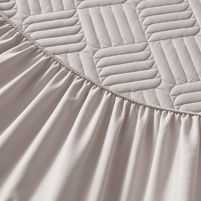 91家纺网 家纺一手货源 找家纺 盛眠家纺 2025新款水洗棉磨毛夹棉床笠-雅格系列 雅格-米灰