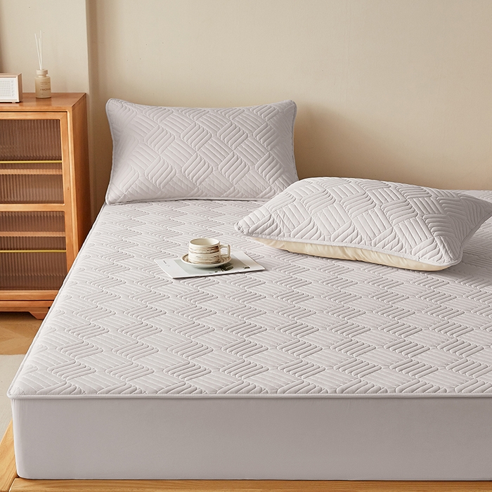 91家纺网 家纺一手货源 找家纺 盛眠家纺 2025新款水洗棉磨毛夹棉床笠-雅格系列 雅格-米灰