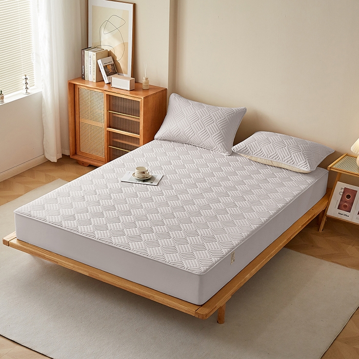 91家纺网 家纺一手货源 找家纺 盛眠家纺 2025新款水洗棉磨毛夹棉床笠-雅格系列 雅格-米灰