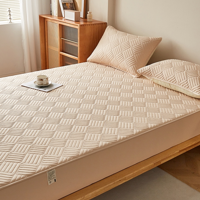 91家纺网 家纺一手货源 找家纺 盛眠家纺 2025新款水洗棉磨毛夹棉床笠-雅格系列 雅格-卡其