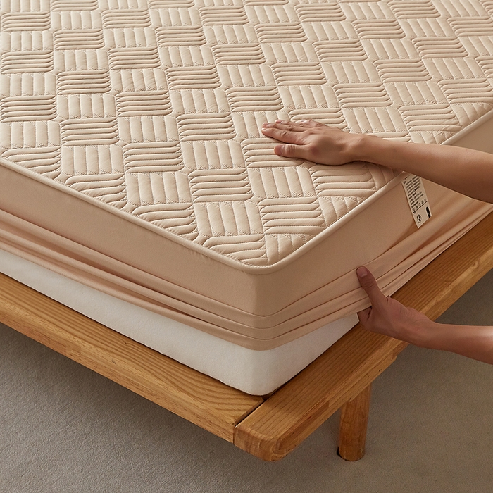 91家纺网 家纺一手货源 找家纺 盛眠家纺 2025新款水洗棉磨毛夹棉床笠-雅格系列 雅格-卡其