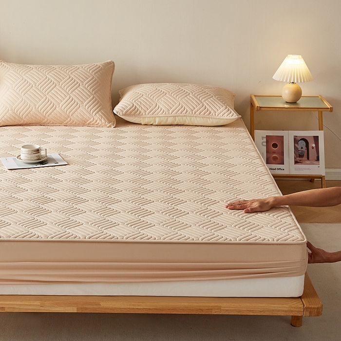 91家纺网 家纺一手货源 找家纺 盛眠家纺 2025新款水洗棉磨毛夹棉床笠-雅格系列 雅格-卡其