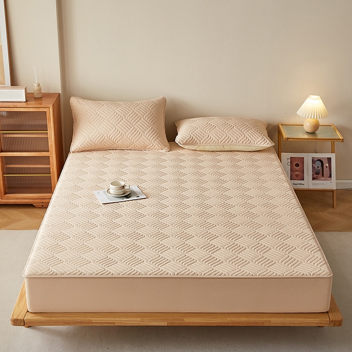 91家纺网 家纺一手货源 找家纺 盛眠家纺 2025新款水洗棉磨毛夹棉床笠-雅格系列 雅格-卡其