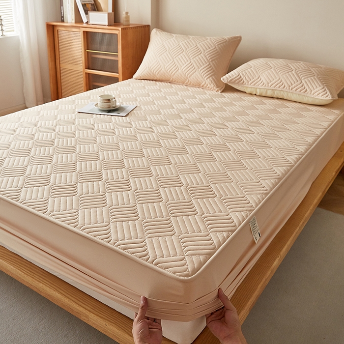 91家纺网 家纺一手货源 找家纺 盛眠家纺 2025新款水洗棉磨毛夹棉床笠-雅格系列 雅格-卡其