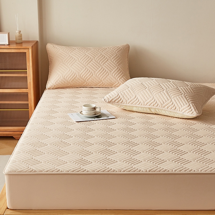 91家纺网 家纺一手货源 找家纺 盛眠家纺 2025新款水洗棉磨毛夹棉床笠-雅格系列 雅格-卡其