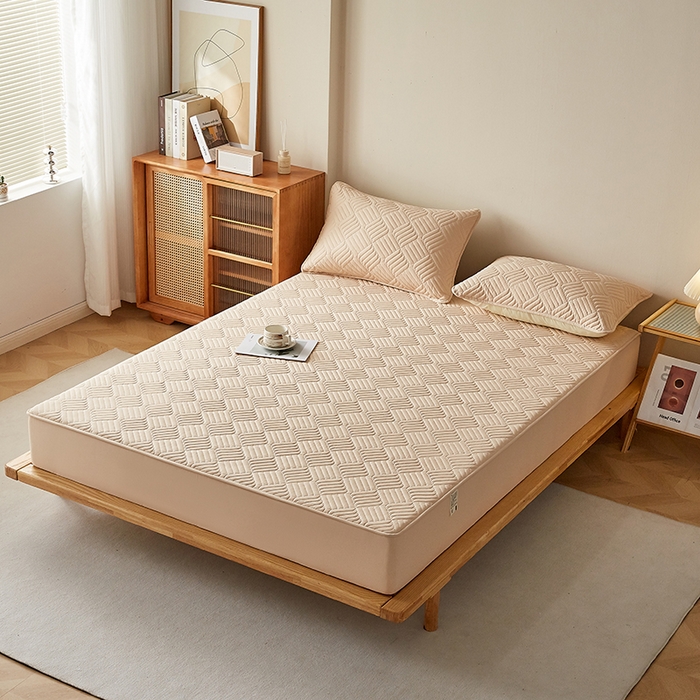 91家纺网 家纺一手货源 找家纺 盛眠家纺 2025新款水洗棉磨毛夹棉床笠-雅格系列 雅格-卡其