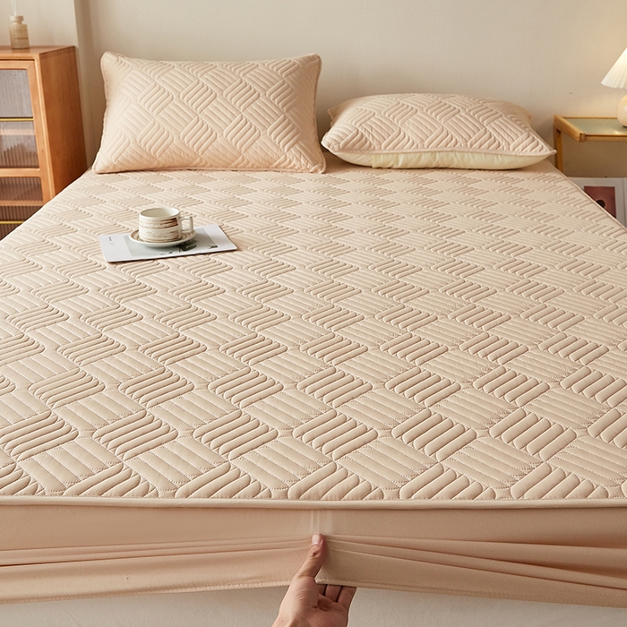 91家纺网 家纺一手货源 找家纺 盛眠家纺 2025新款水洗棉磨毛夹棉床笠-雅格系列 雅格-卡其