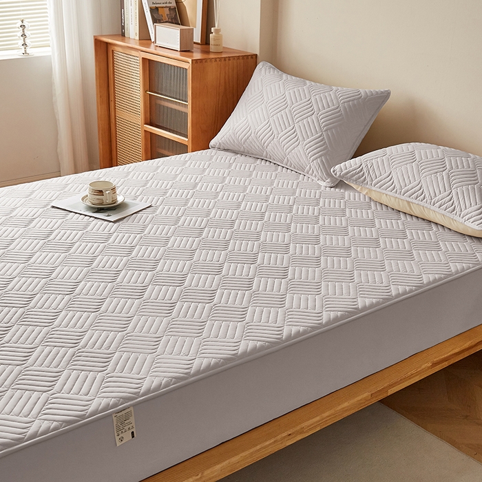 91家纺网 家纺一手货源 找家纺 盛眠家纺 2025新款水洗棉磨毛夹棉床笠-雅格系列 雅格-米灰