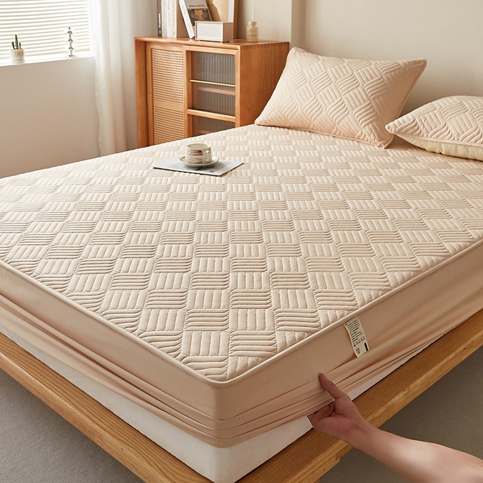 91家纺网 家纺一手货源 找家纺 盛眠家纺 2025新款水洗棉磨毛夹棉床笠-雅格系列 雅格-卡其