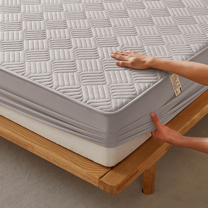 91家纺网 家纺一手货源 找家纺 盛眠家纺 2025新款水洗棉磨毛夹棉床笠-雅格系列 雅格-米灰