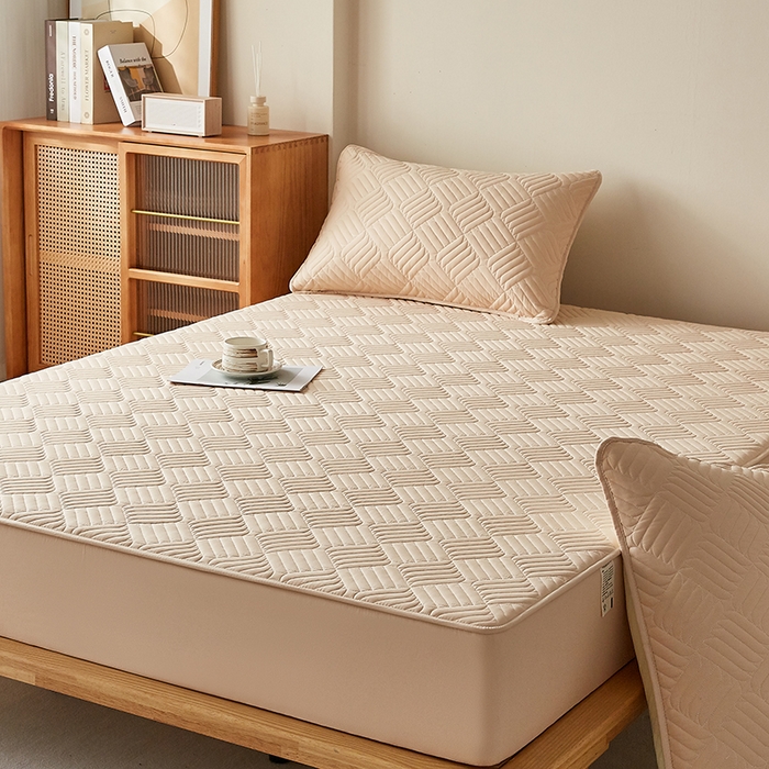 91家纺网 家纺一手货源 找家纺 盛眠家纺 2025新款水洗棉磨毛夹棉床笠-雅格系列 雅格-卡其