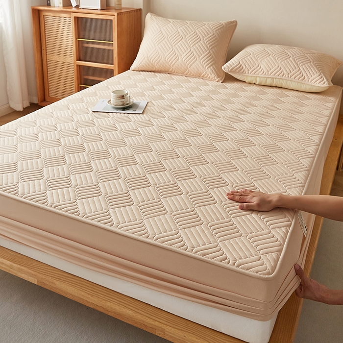 91家纺网 家纺一手货源 找家纺 盛眠家纺 2025新款水洗棉磨毛夹棉床笠-雅格系列 雅格-卡其