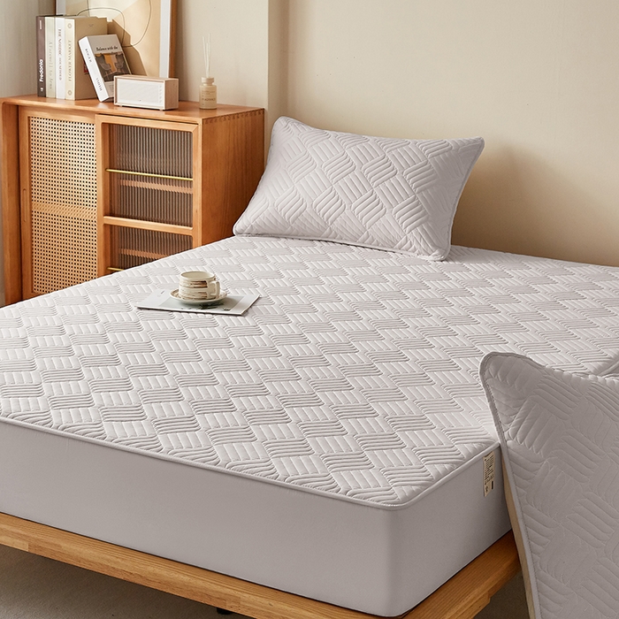 91家纺网 家纺一手货源 找家纺 盛眠家纺 2025新款水洗棉磨毛夹棉床笠-雅格系列 雅格-米灰