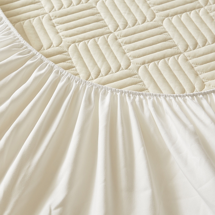 91家纺网 家纺一手货源 找家纺 盛眠家纺 2025新款水洗棉磨毛夹棉床笠-雅格系列 雅格-白色