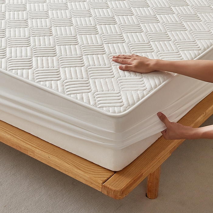 91家纺网 家纺一手货源 找家纺 盛眠家纺 2025新款水洗棉磨毛夹棉床笠-雅格系列 雅格-白色