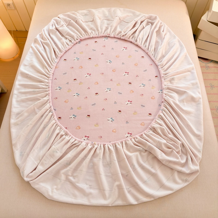 91家纺网 家纺一手货源 找家纺 丽美人家纺 2025年牛奶绒小版印花床笠单床笠床笠单件 可爱小猫