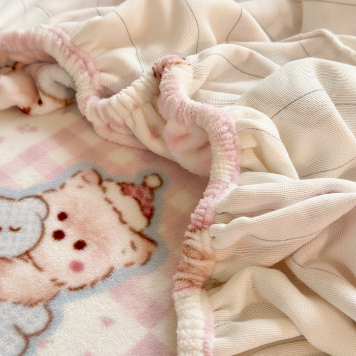 91家纺网 家纺一手货源 找家纺 丽美人家纺 2025年牛奶绒小版印花床笠单床笠床笠单件 萌熊日记