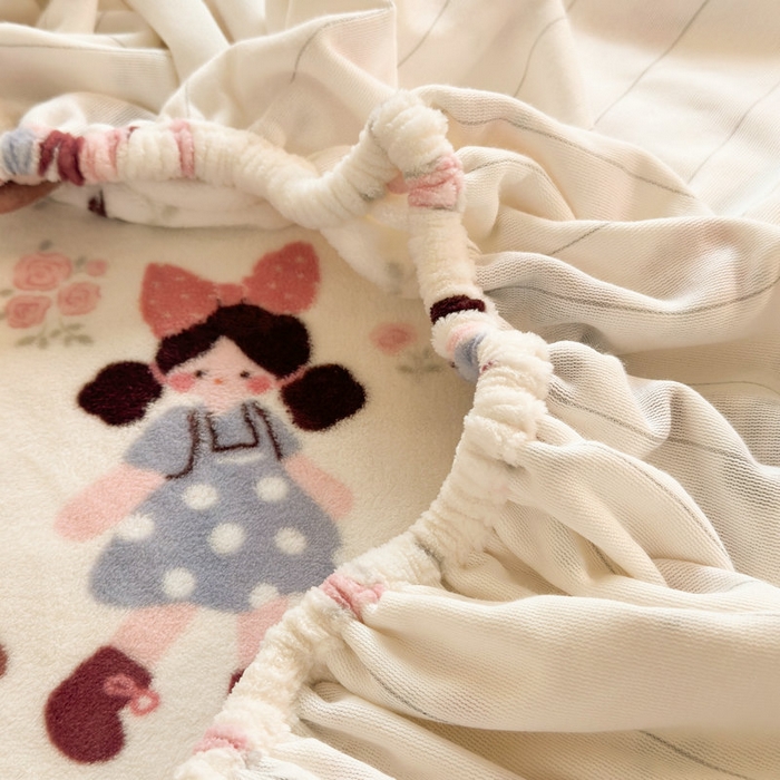 91家纺网 家纺一手货源 找家纺 丽美人家纺 2025年牛奶绒小版印花床笠单床笠床笠单件 玫瑰女孩