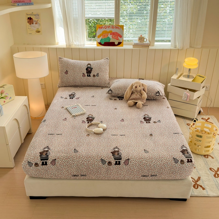 91家纺网 家纺一手货源 找家纺 丽美人家纺 2025年牛奶绒小版印花床笠单床笠床笠单件 春日女孩