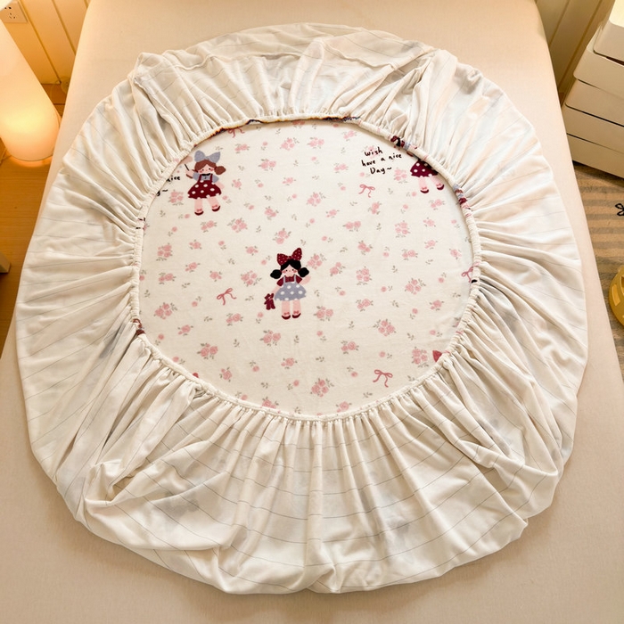 91家纺网 家纺一手货源 找家纺 丽美人家纺 2025年牛奶绒小版印花床笠单床笠床笠单件 玫瑰女孩