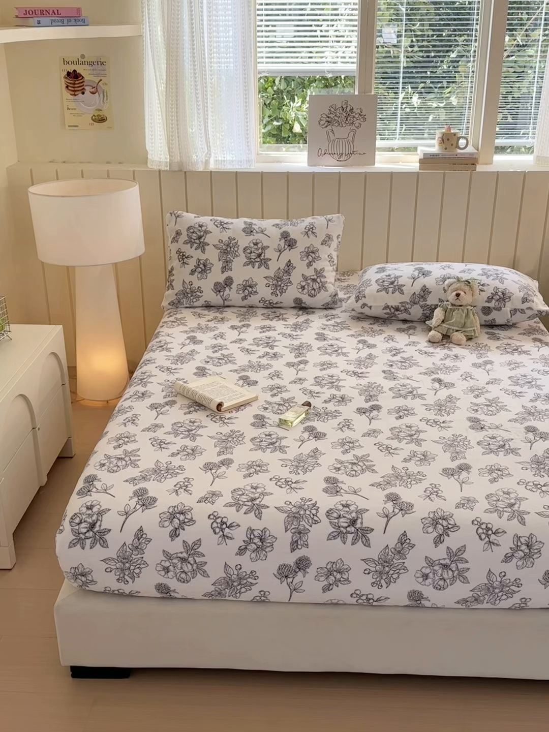 91家纺网 家纺一手货源 找家纺 丽美人家纺 2025年牛奶绒小版印花床笠单床笠床笠单件 复古山茶