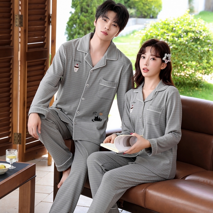 洛兰沙家居馆 2025新款德绒绵竹加厚300克情侣睡衣男女款睡衣（翻领） 259730（情侣款女）