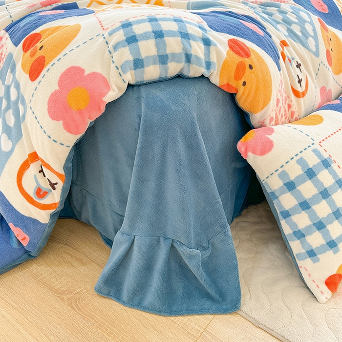 91家纺网 家纺一手货源 找家纺 斯卡诺家纺 2025小清新加厚高克重牛奶绒四件套网红直播爆款 兰心小鸭