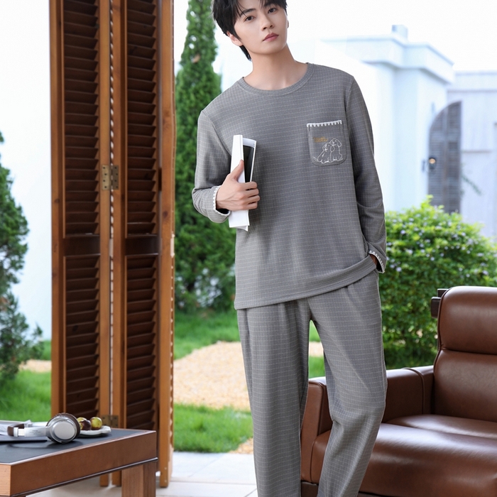 91家纺网 家纺一手货源 找家纺 洛兰沙家居馆 2025新款德绒绵竹加厚300克情侣睡衣男女款睡衣（翻领） 251751（情侣款男）