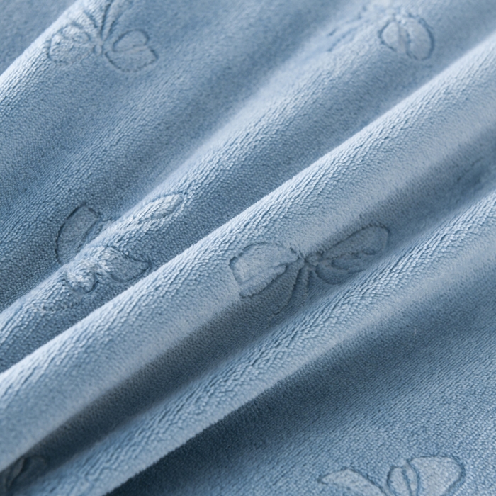 91家纺网 家纺一手货源 找家纺 米瑞娜 2025新款牛奶绒四件套 蝴蝶结-蓝灰