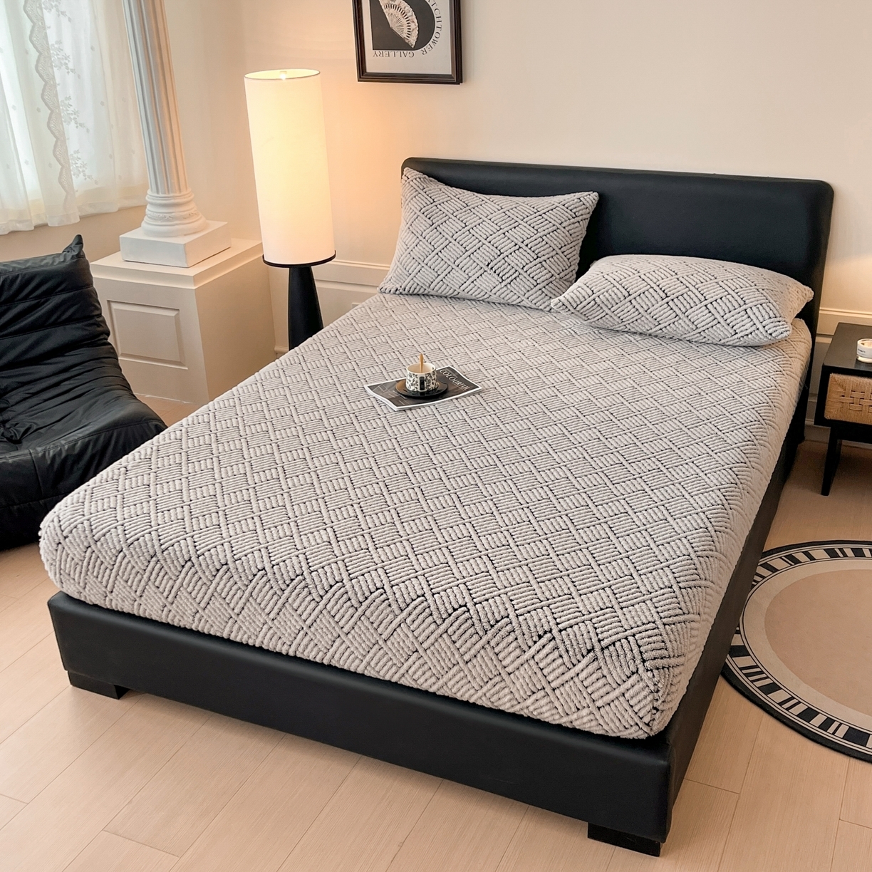 91家纺网 家纺一手货源 找家纺 （总）欧邦 2025新款提花暖阳舒棉绒单床笠-梦境