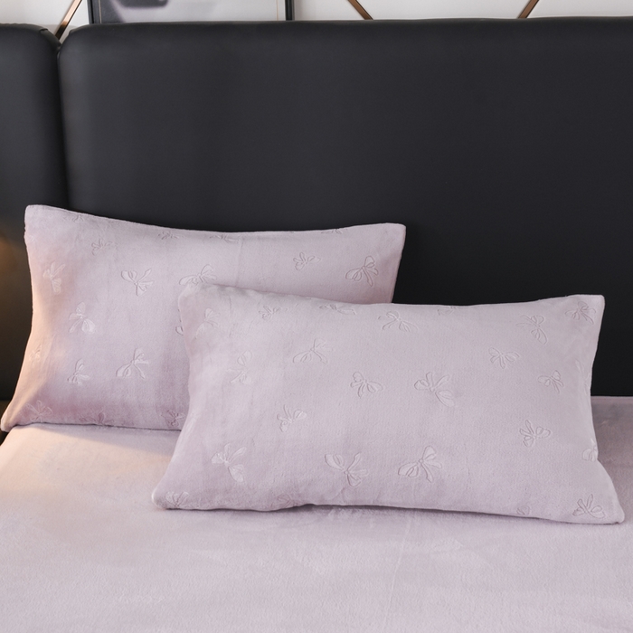 91家纺网 家纺一手货源 找家纺 米瑞娜 2025新款牛奶绒四件套 蝴蝶结-香芋紫