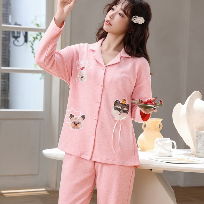 91家纺网 家纺一手货源 找家纺 洛兰沙家居馆 2025新款德绒绵竹加厚300克情侣睡衣男女款睡衣（翻领） 259501-1（女款）