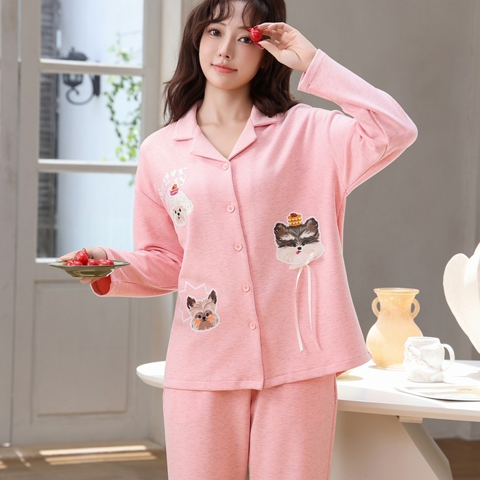 91家纺网 家纺一手货源 找家纺 洛兰沙家居馆 2025新款德绒绵竹加厚300克情侣睡衣男女款睡衣（翻领） 259501-1（女款）