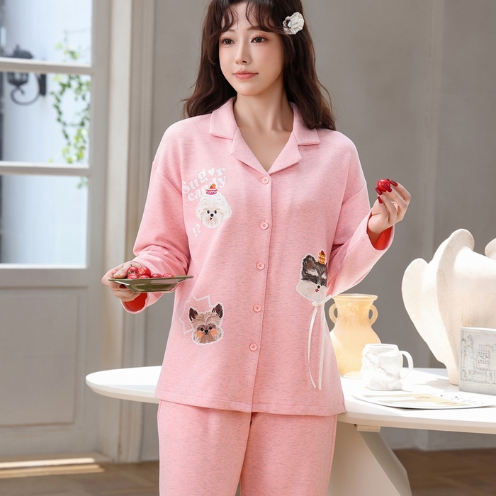 91家纺网 家纺一手货源 找家纺 洛兰沙家居馆 2025新款德绒绵竹加厚300克情侣睡衣男女款睡衣（翻领） 259501-1（女款）