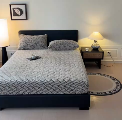 91家纺网 家纺一手货源 找家纺 （总）欧邦 2025新款提花暖阳舒棉绒单床笠-梦境