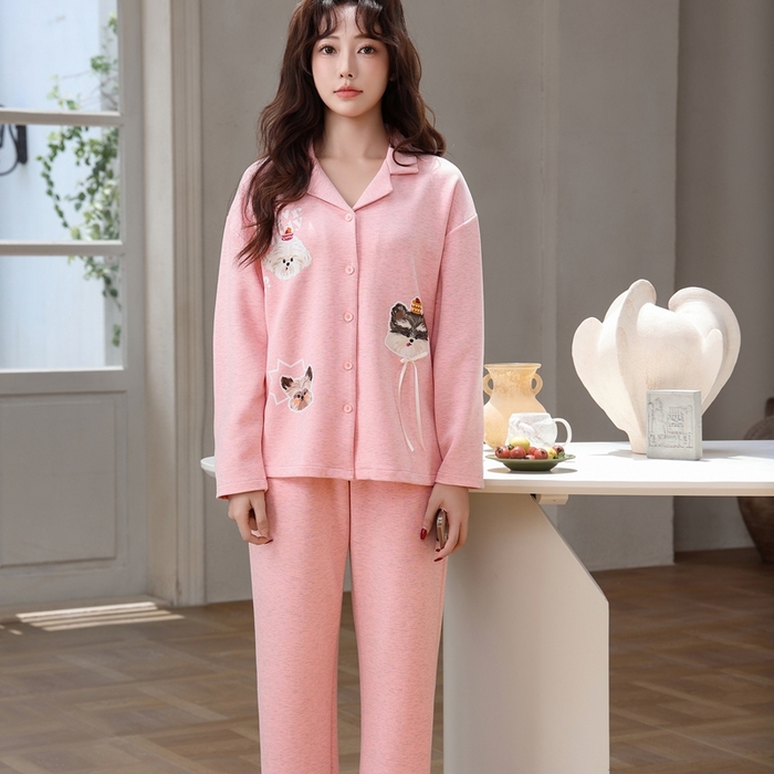 91家纺网 家纺一手货源 找家纺 洛兰沙家居馆 2025新款德绒绵竹加厚300克情侣睡衣男女款睡衣（翻领） 259501-1（女款）