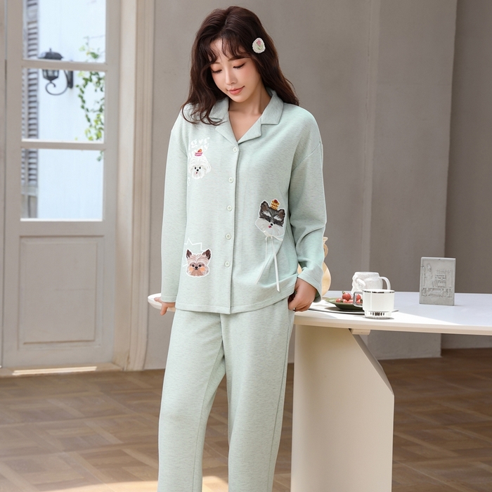 洛蘭沙家居館 2025新款德絨綿竹加厚300克情侶睡衣男女款睡衣（翻領） 259501-2（女款）