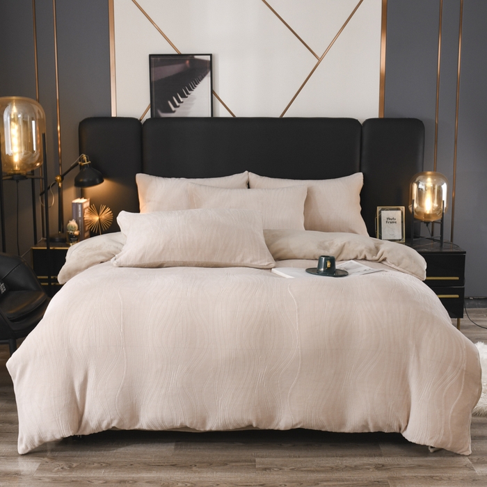 米瑞娜 2025新款牛奶绒四件套 律动-奶杏